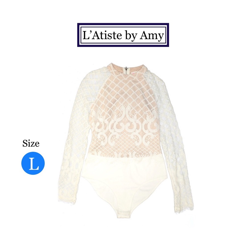 Ivory Lattice Bodysuit L